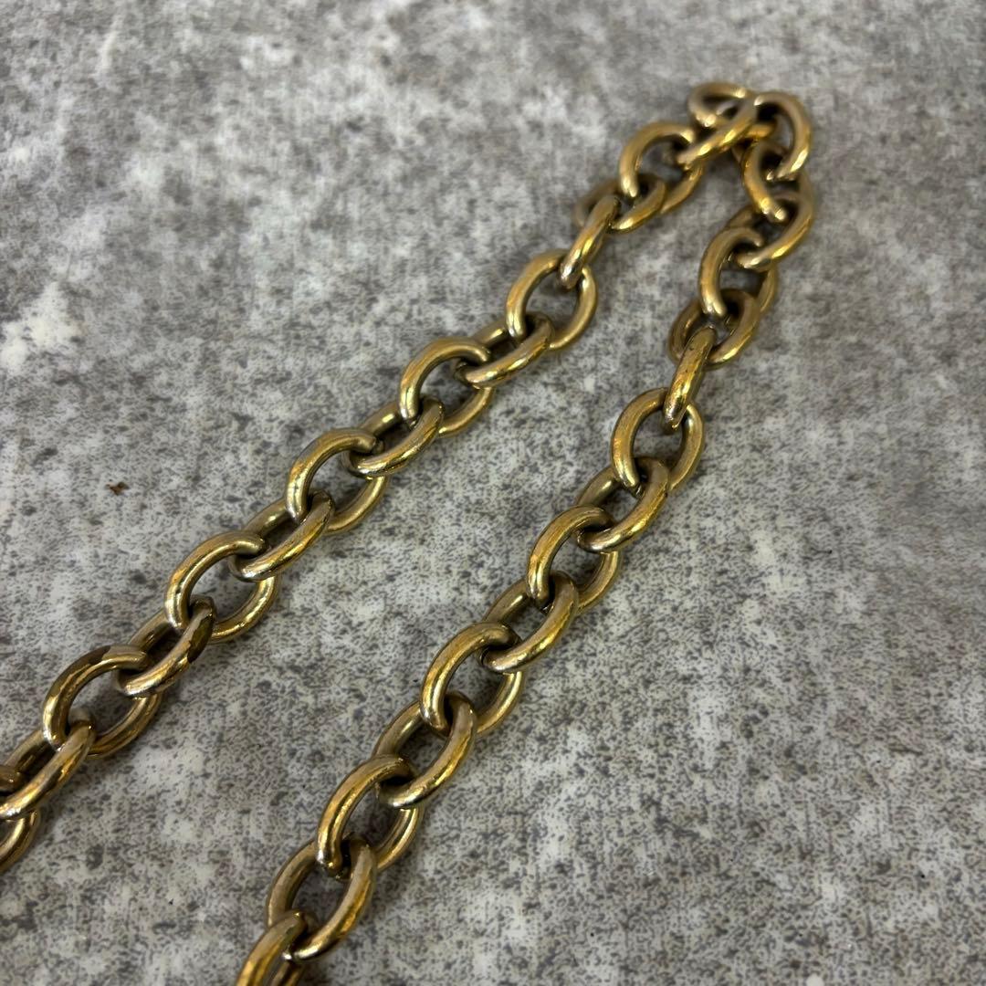 GUCCI グッチ　ウォレットチェーン　インターロッキング　ゴールド　レザー