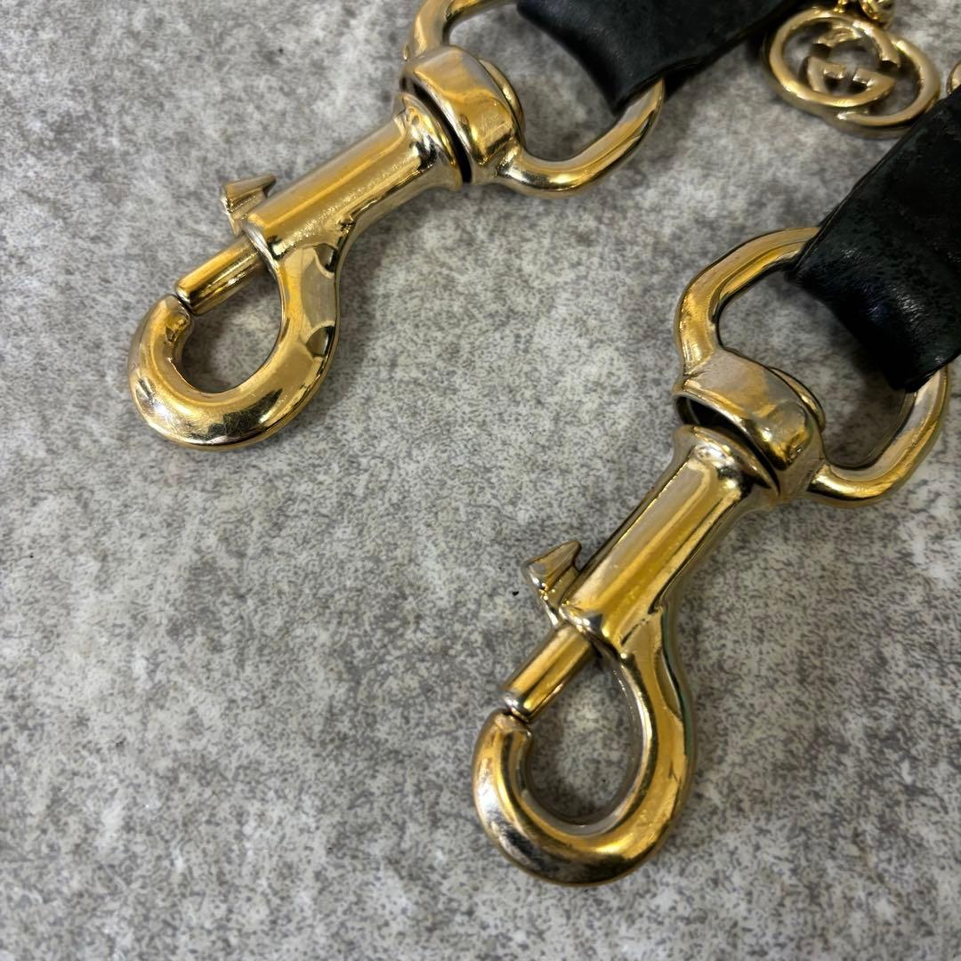 GUCCI グッチ　ウォレットチェーン　インターロッキング　ゴールド　レザー