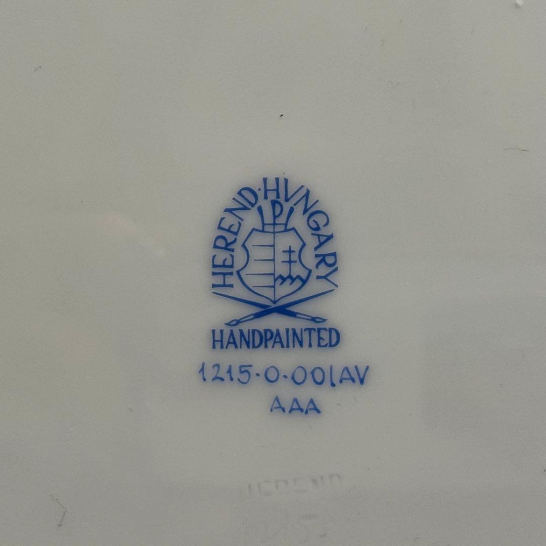 465＊ヘレンド アポニーグリーン カップ＆小皿 手描き