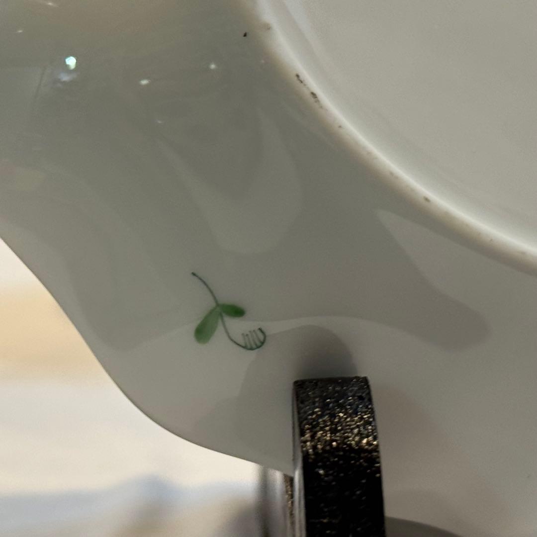 465＊ヘレンド アポニーグリーン カップ＆小皿 手描き