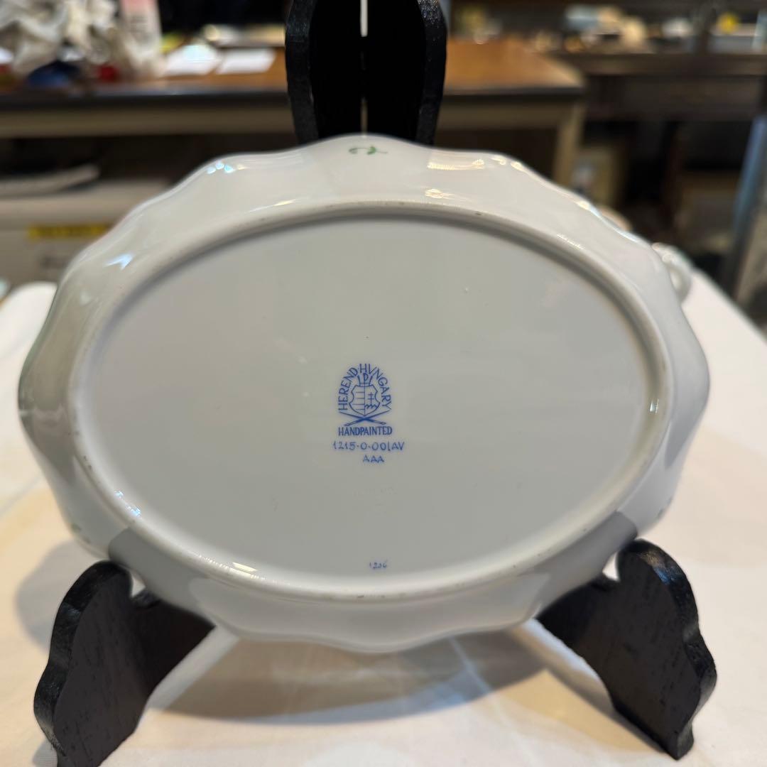 465＊ヘレンド アポニーグリーン カップ＆小皿 手描き