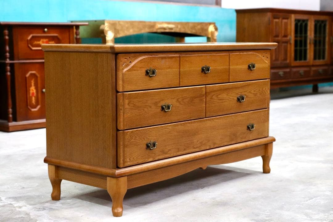 GMHN336B○クラシック アンティーク調 3段チェスト サイドボード リビン