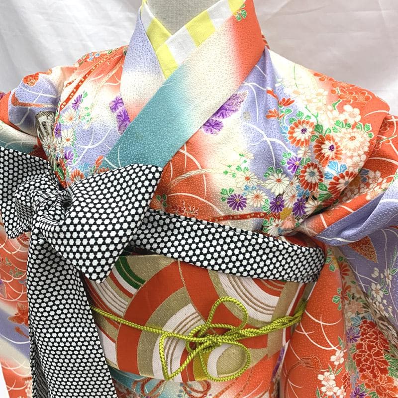 506ag80■七五三 節句 七歳 八歳 付き添いコーデ 着物&丸帯■良好