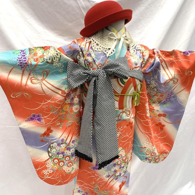 506ag80■七五三 節句 七歳 八歳 付き添いコーデ 着物&丸帯■良好