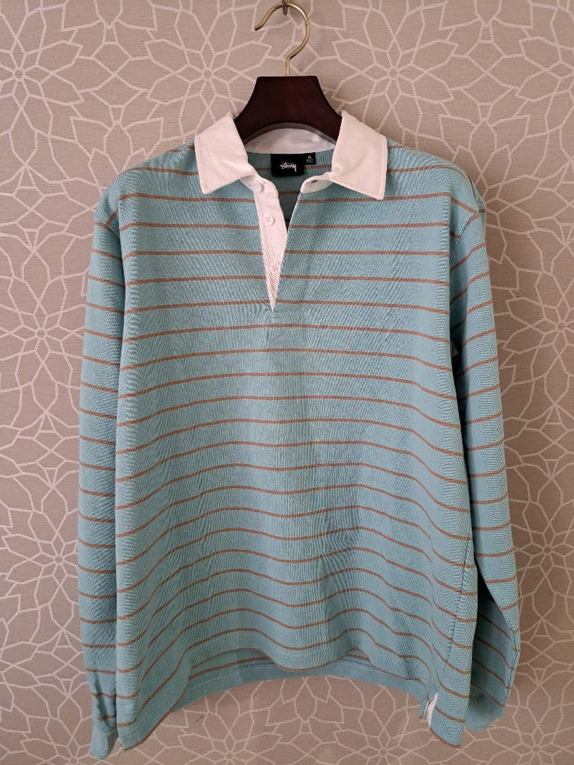 Stussy ストライプ ラグビーシャツ M