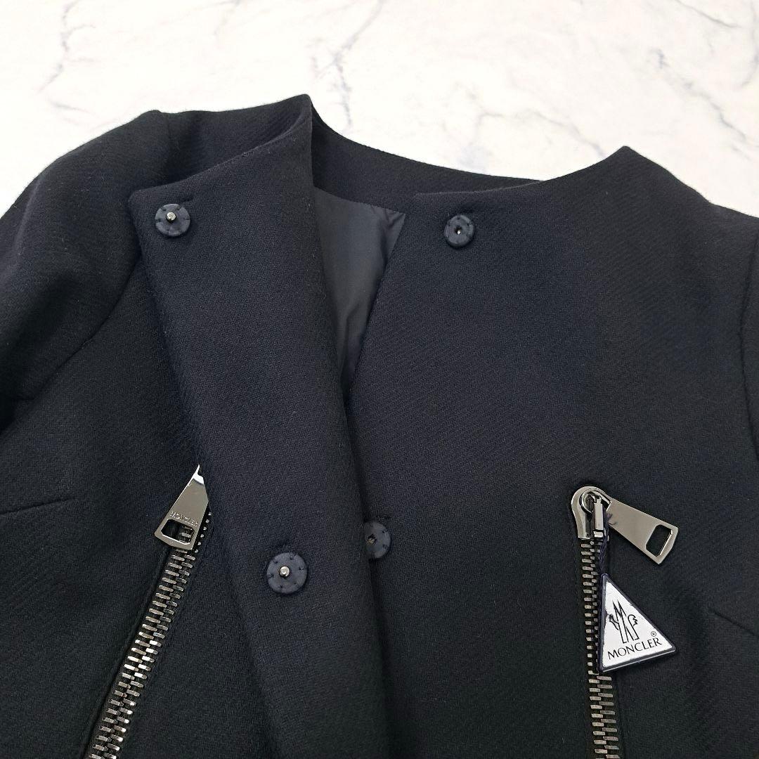美品★ MONCLER モンクレール ノーカラー ウール コート ジャケット 黒