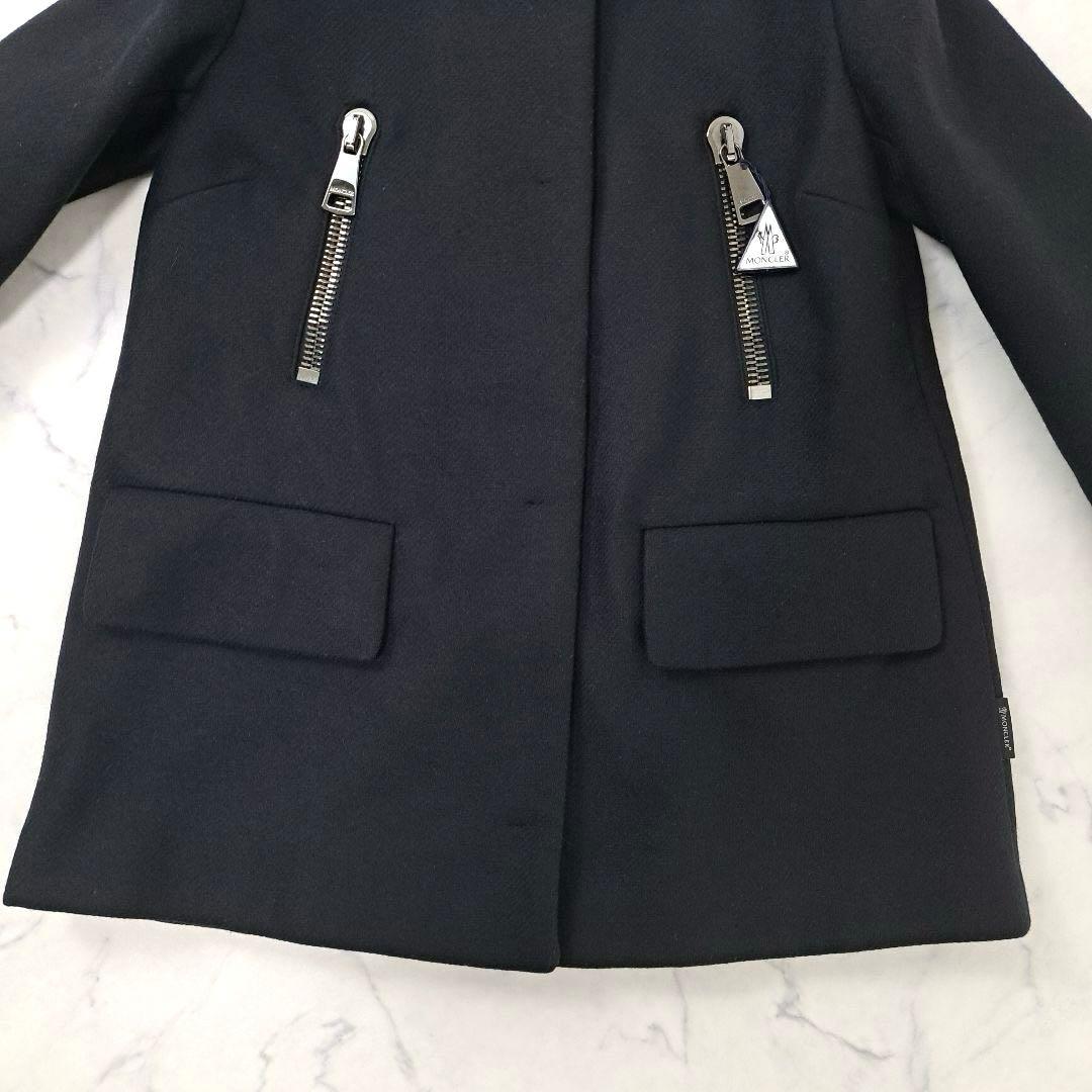 美品★ MONCLER モンクレール ノーカラー ウール コート ジャケット 黒