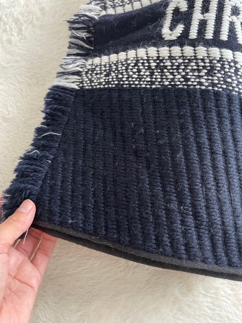 クリスチャン・ディオール ネイビー マフラー 大判 リバーシブル