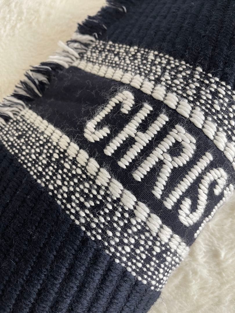 クリスチャン・ディオール ネイビー マフラー 大判 リバーシブル