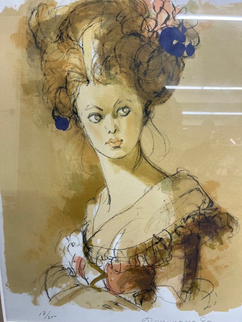 リトグラフ　宮永岳彦　少女　直筆サイン　18/200