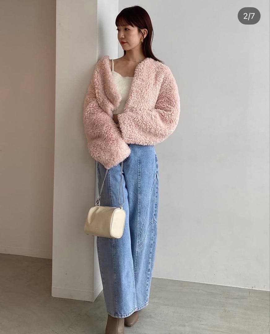 snidel ショートボアコート (ピンク)