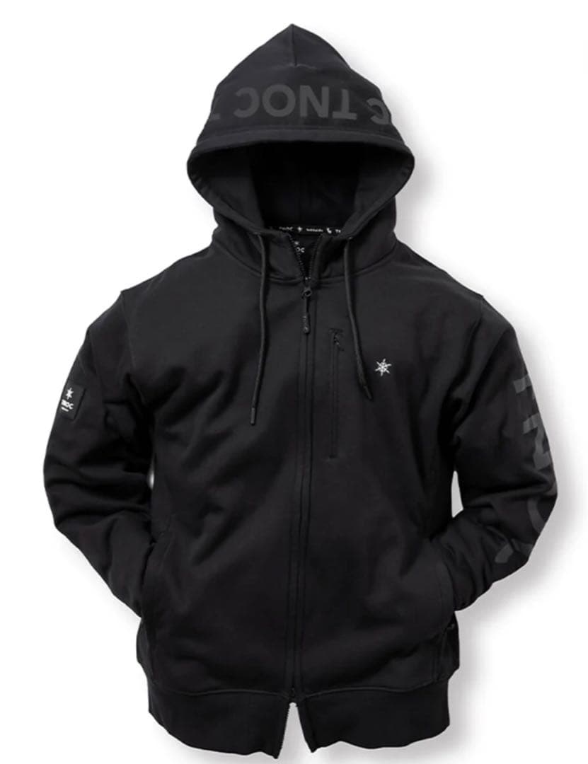 TNOC ブラック ジップアップパーカTHE HOODIE ZIPUP-YT3