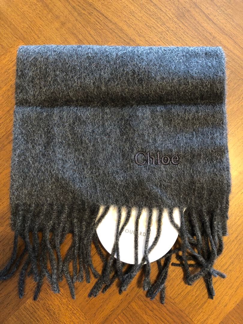 【新品】Chloe カシミア 100% マフラー 無地 グレー
