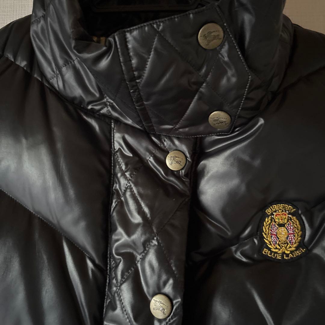 バーバリー　ダウンベスト　ノバチェック 38 エンブレム　ブラック　ベージュ