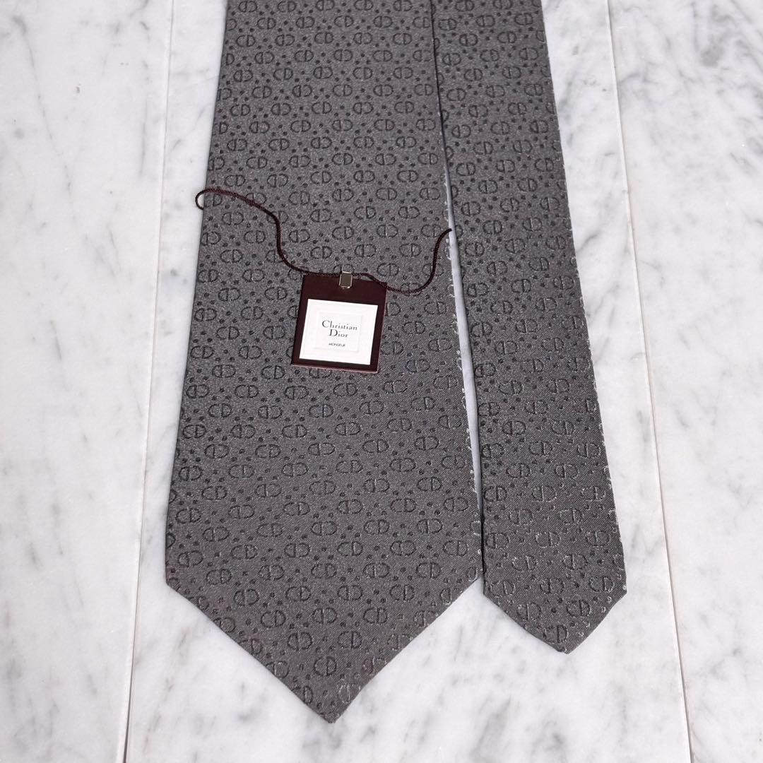 Christian Dior ネクタイ グレー系 CDロゴ柄 パターン柄