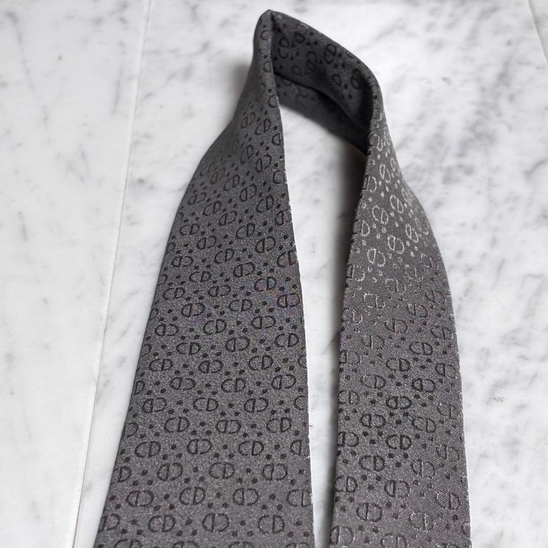 Christian Dior ネクタイ グレー系 CDロゴ柄 パターン柄