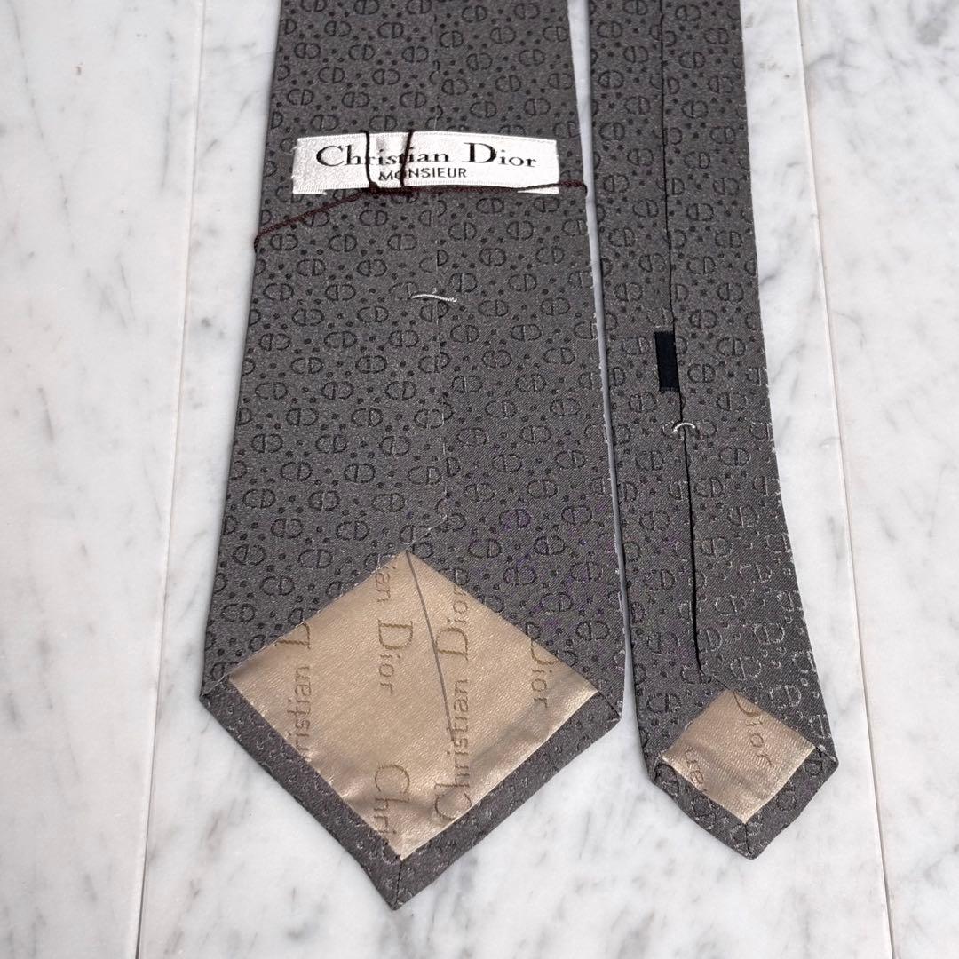 Christian Dior ネクタイ グレー系 CDロゴ柄 パターン柄
