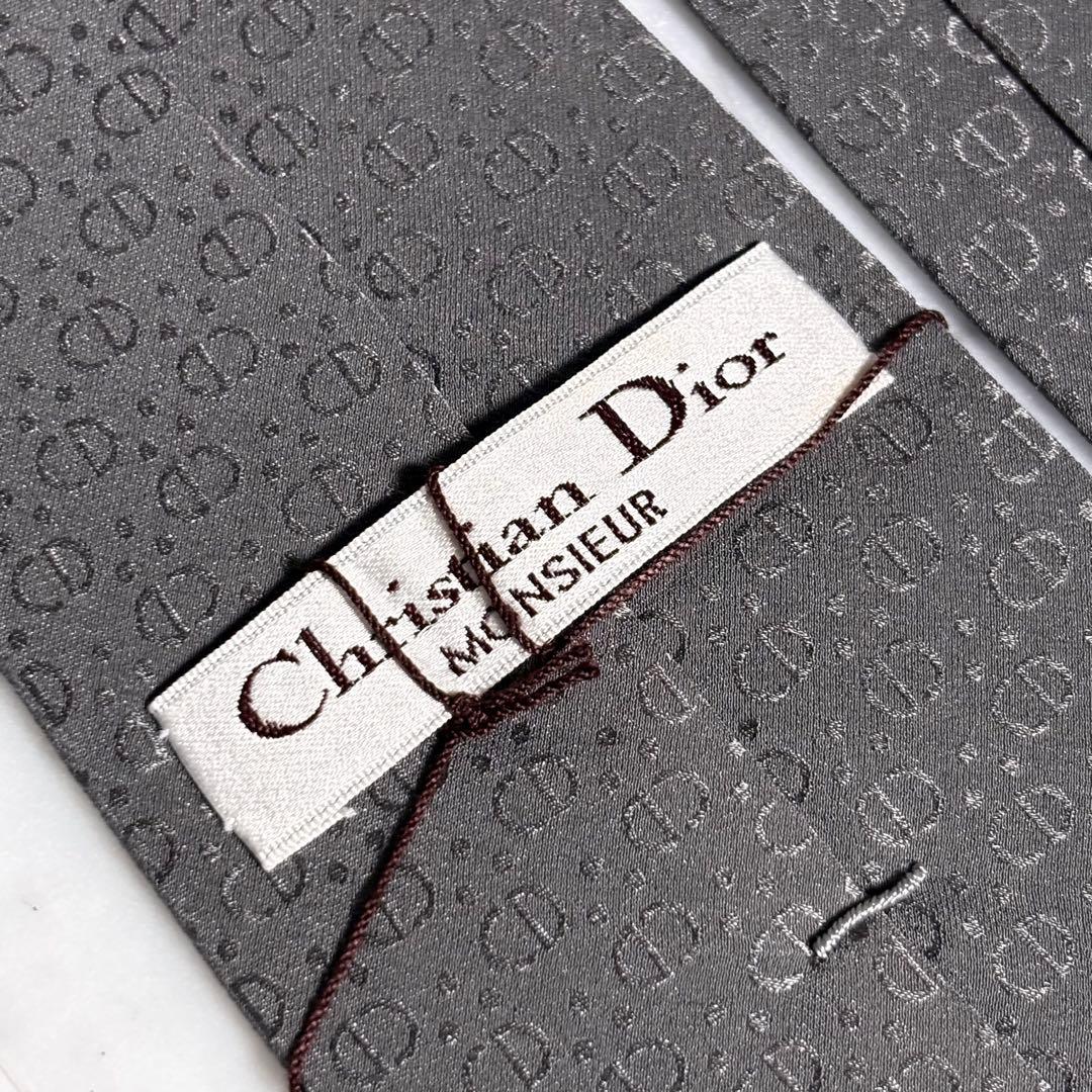 Christian Dior ネクタイ グレー系 CDロゴ柄 パターン柄