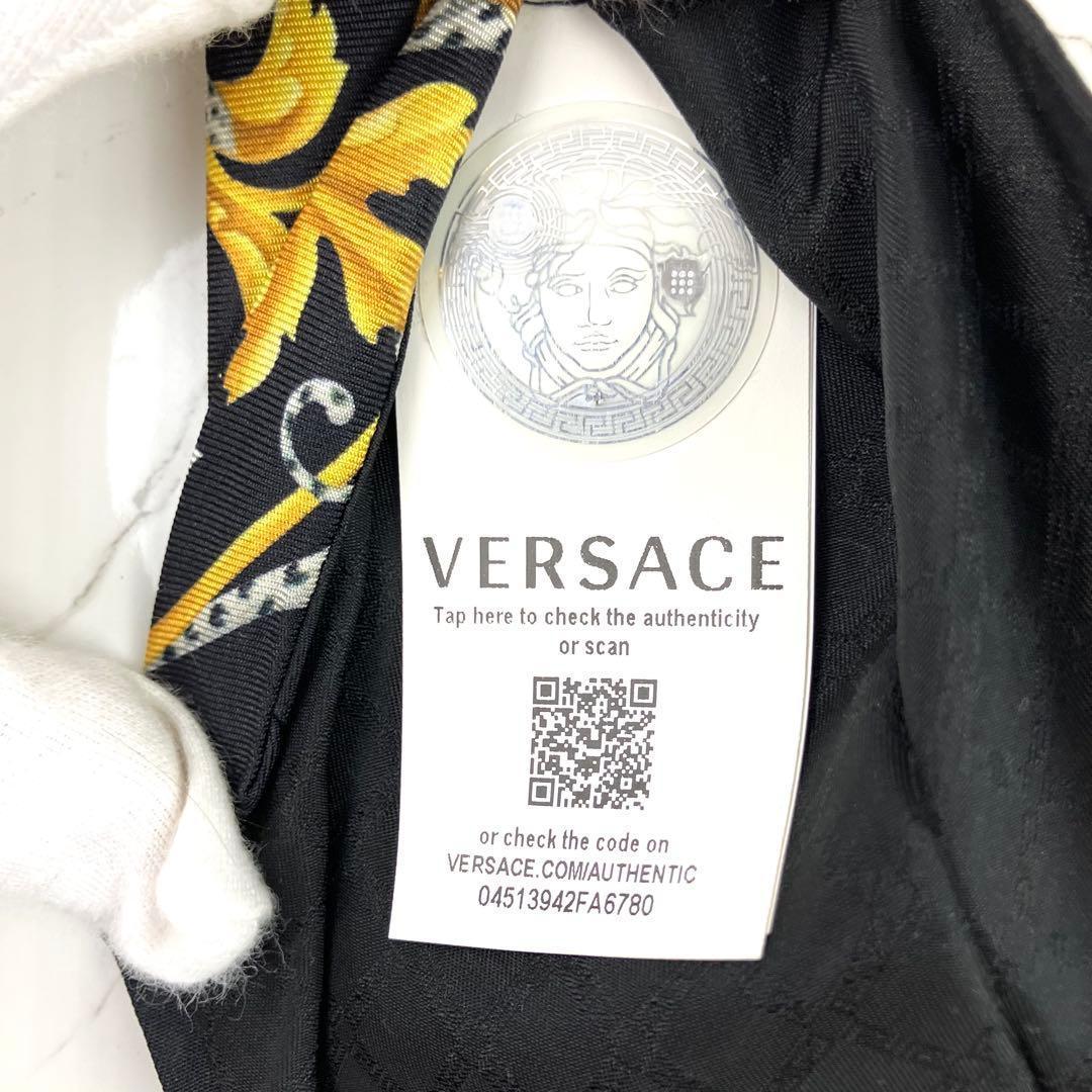 極美品　ヴェルサーチ　ネクタイ　バロック柄　レオパード　ブラック　ホワイト