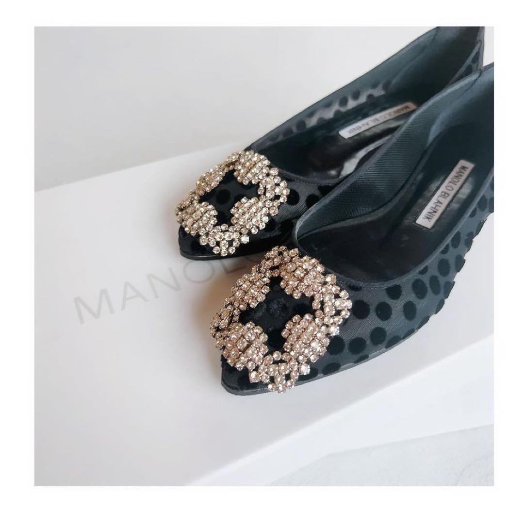マノロブラニク MANOLOBLAHNIK フラットシューズ 33 ハンギシ 黒