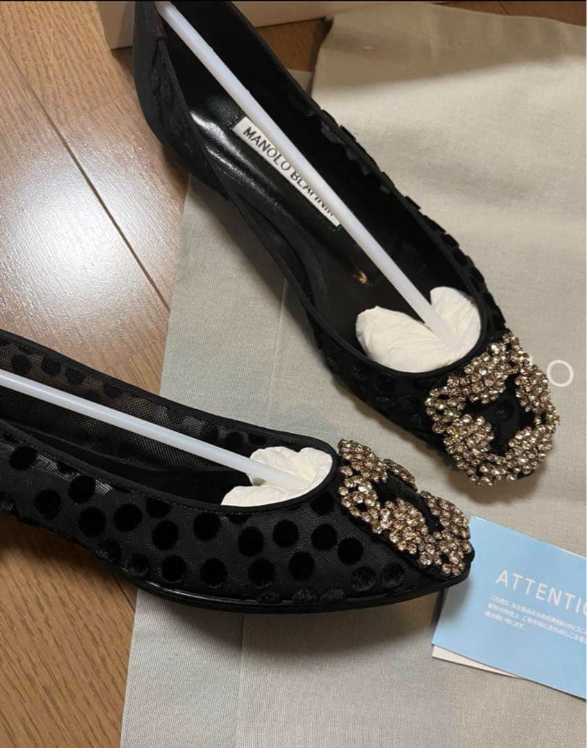 マノロブラニク MANOLOBLAHNIK フラットシューズ 33 ハンギシ 黒