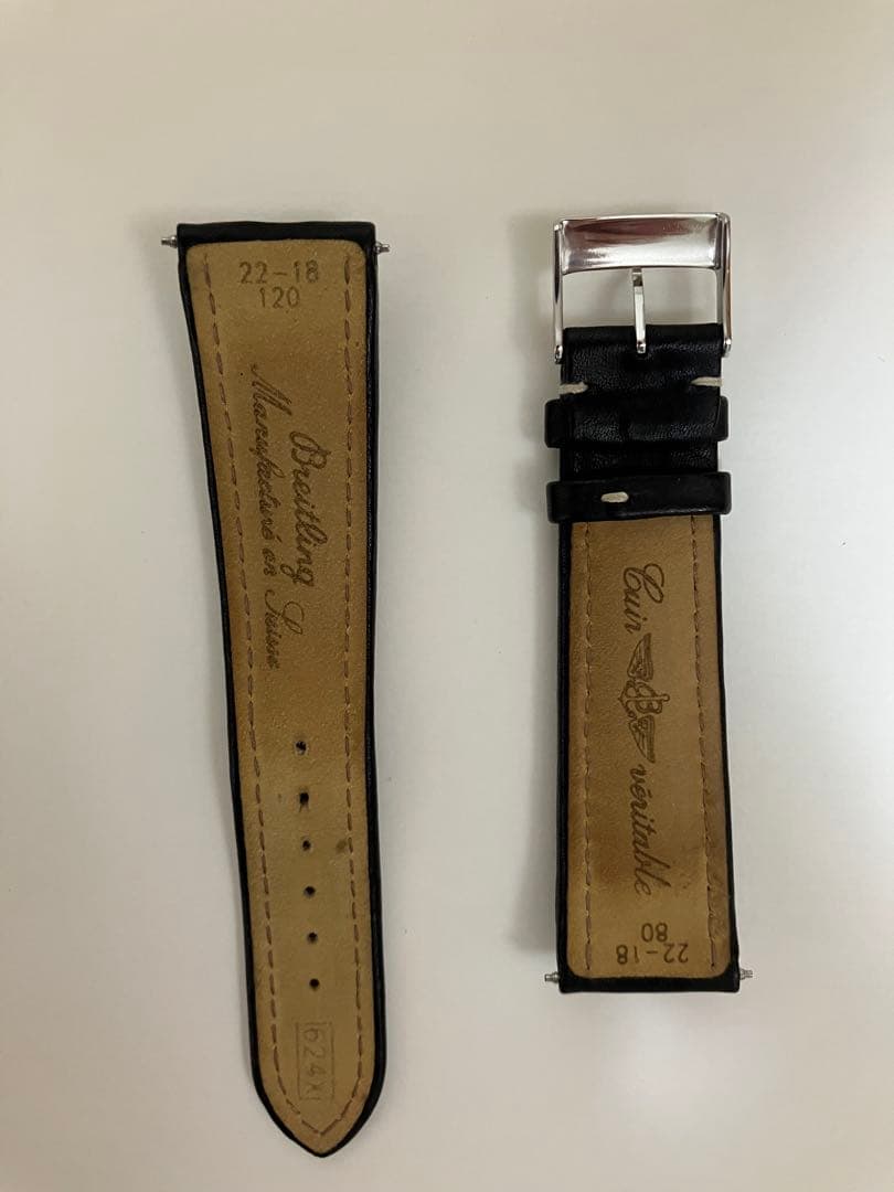 ブライトリング BREITLING 純正 レザーベルト カーフ 黒 ブラック