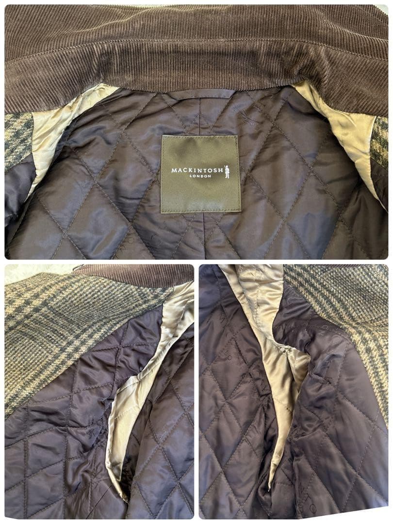✨美品✨マッキントッシュ グレンチェック ウールコート キルティング L