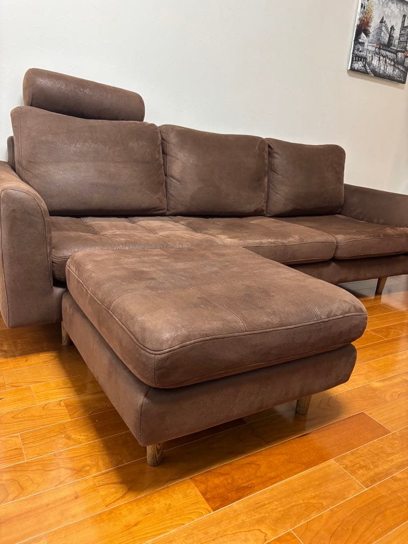 送料込 オノエファニチャー ソファセット オットマン/ヘッドレスト付