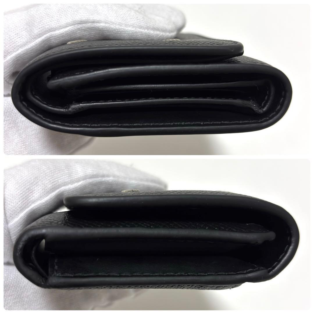 541✨美品✨メゾンマルジェラ 三つ折り財布 4ステッチ レザー ブラック 黒