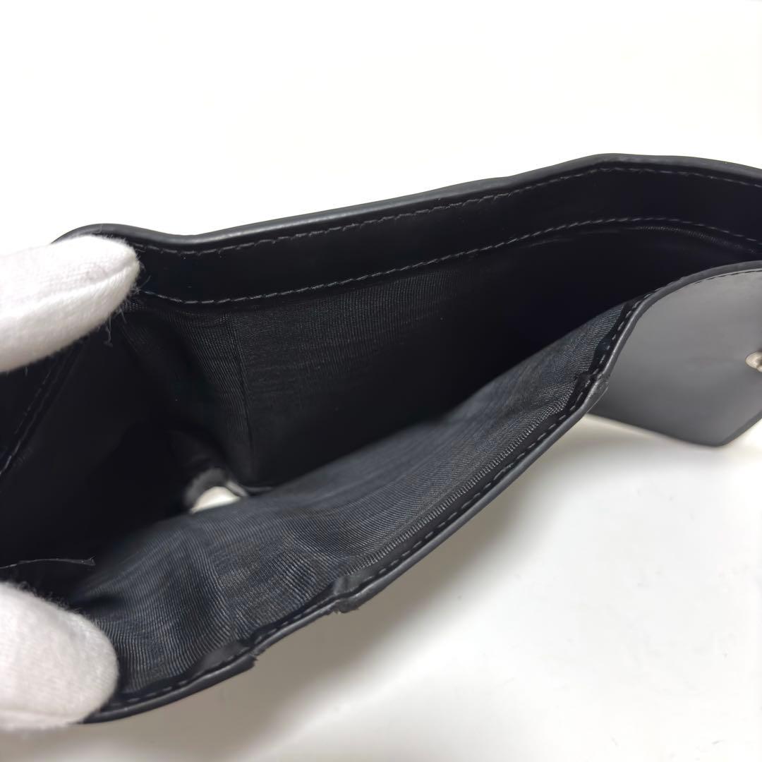 541✨美品✨メゾンマルジェラ 三つ折り財布 4ステッチ レザー ブラック 黒