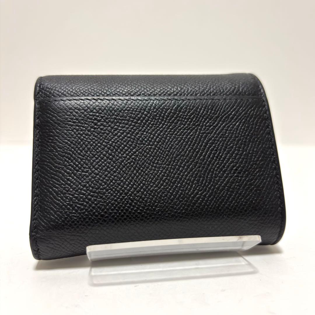 541✨美品✨メゾンマルジェラ 三つ折り財布 4ステッチ レザー ブラック 黒
