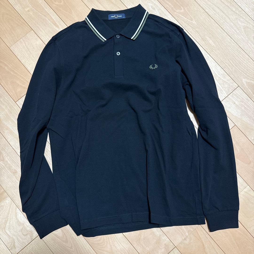 【美品】FRED PERRY 黒 ポロシャツ 長袖 Lサイズ