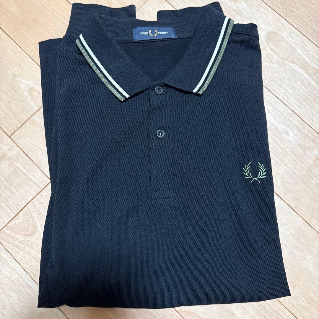 【美品】FRED PERRY 黒 ポロシャツ 長袖 Lサイズ