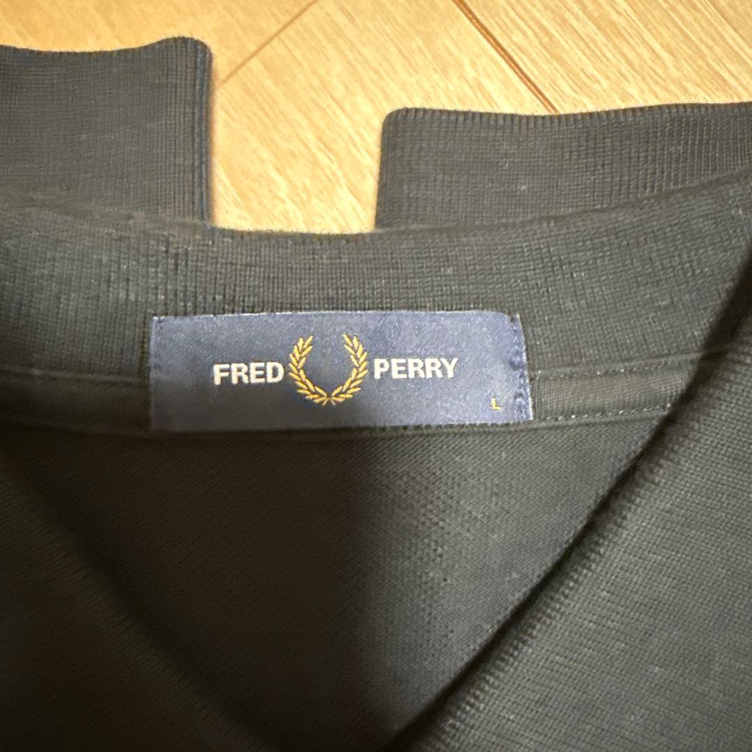 【美品】FRED PERRY 黒 ポロシャツ 長袖 Lサイズ
