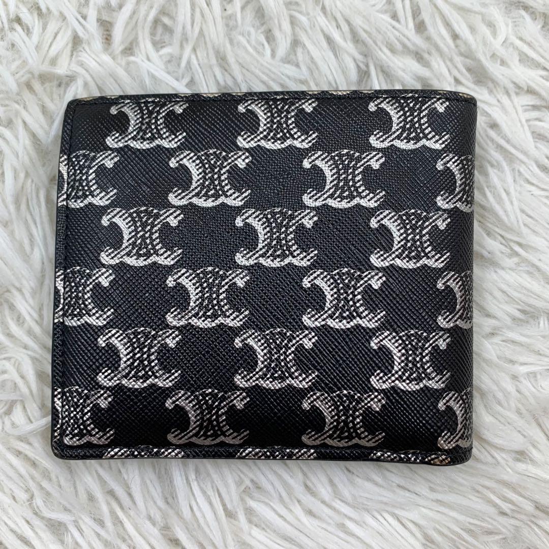 【✨極美品✨】 セリーヌ トリオンフ モノグラム 二つ折り財布 ブラック
