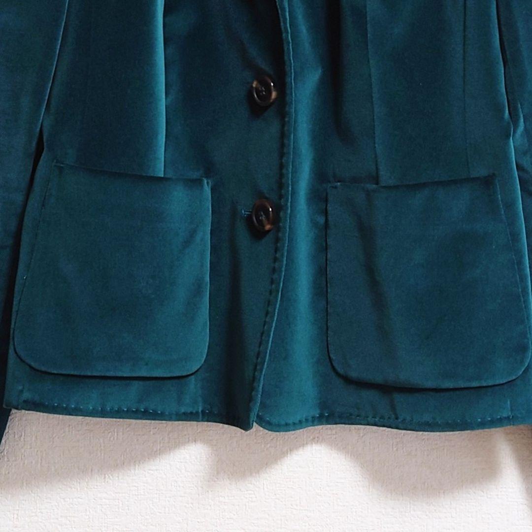 ★c エスカーダ テーラードジャケット ベロア 光沢 高級感 ESCADA 緑