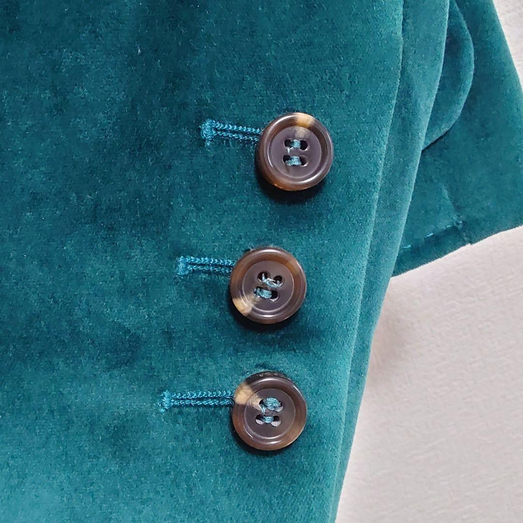 ★c エスカーダ テーラードジャケット ベロア 光沢 高級感 ESCADA 緑