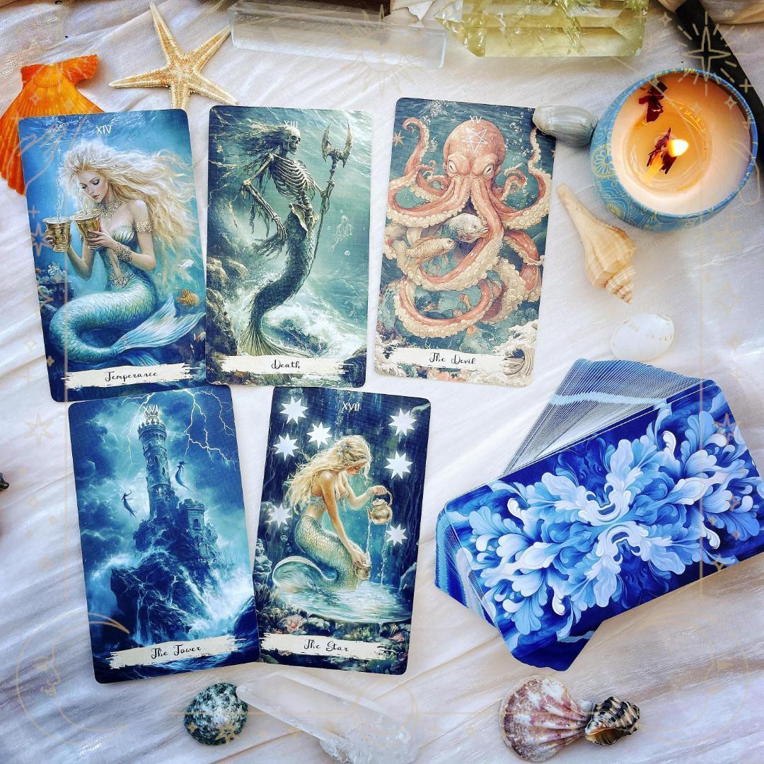 【正規品タロットカード】繊細な美麗イラスト✨マーメイドや海の精霊たちのタロット