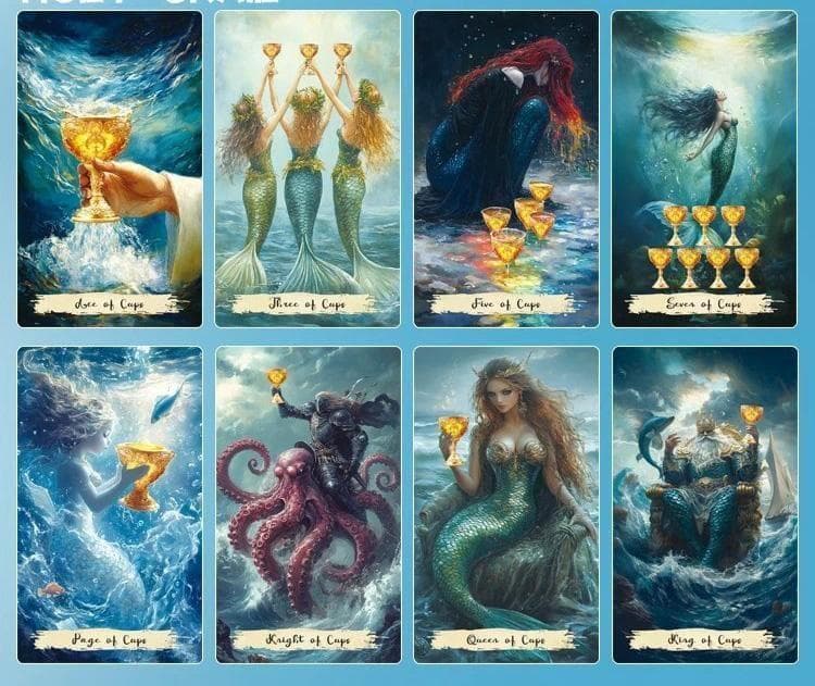 【正規品タロットカード】繊細な美麗イラスト✨マーメイドや海の精霊たちのタロット