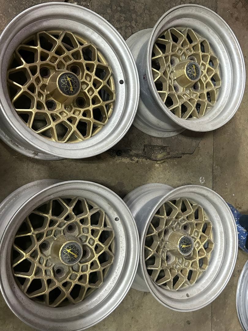 メッシュデザインホイール 13インチ ゴールド シルバー 希少 当時物