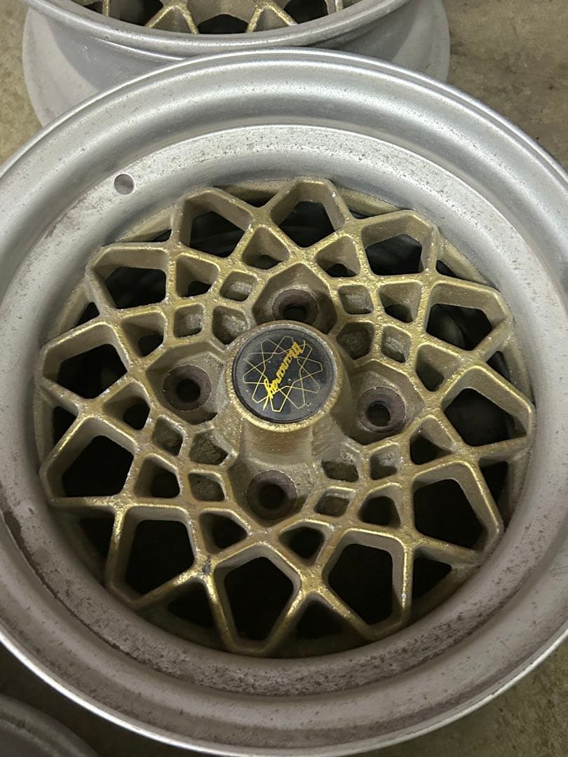 メッシュデザインホイール 13インチ ゴールド シルバー 希少 当時物