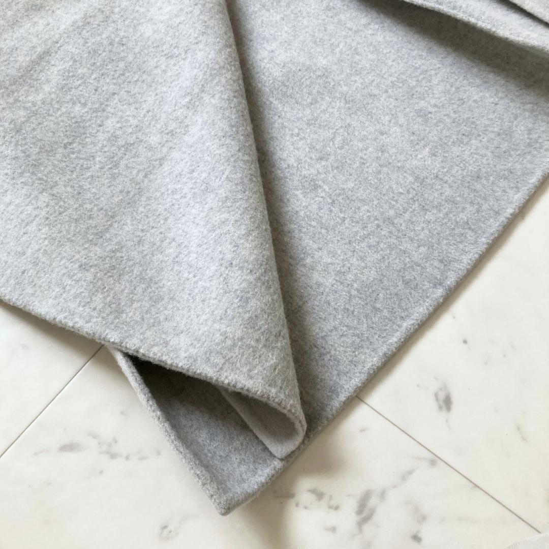 美品　アドーア　カシミヤ入り2トーンコート　ノーカラー　38 グレー