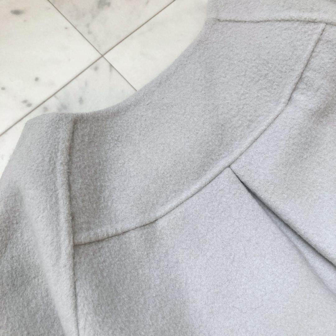 美品　アドーア　カシミヤ入り2トーンコート　ノーカラー　38 グレー