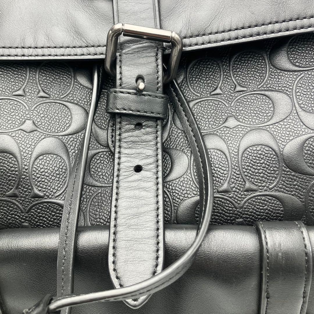 美品 コーチ ハドソン リュック バックパック エンボス ロゴ型押し レザー 黒