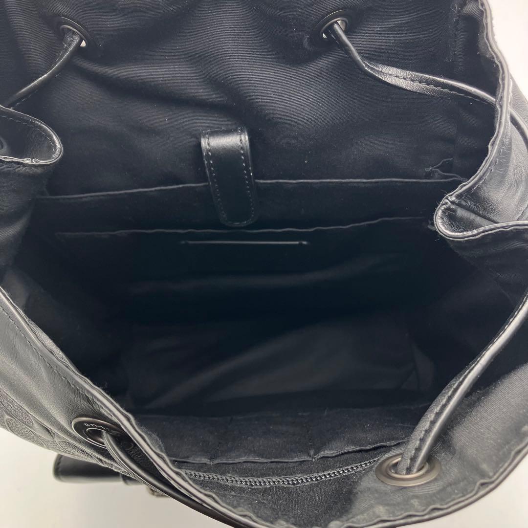 美品 コーチ ハドソン リュック バックパック エンボス ロゴ型押し レザー 黒