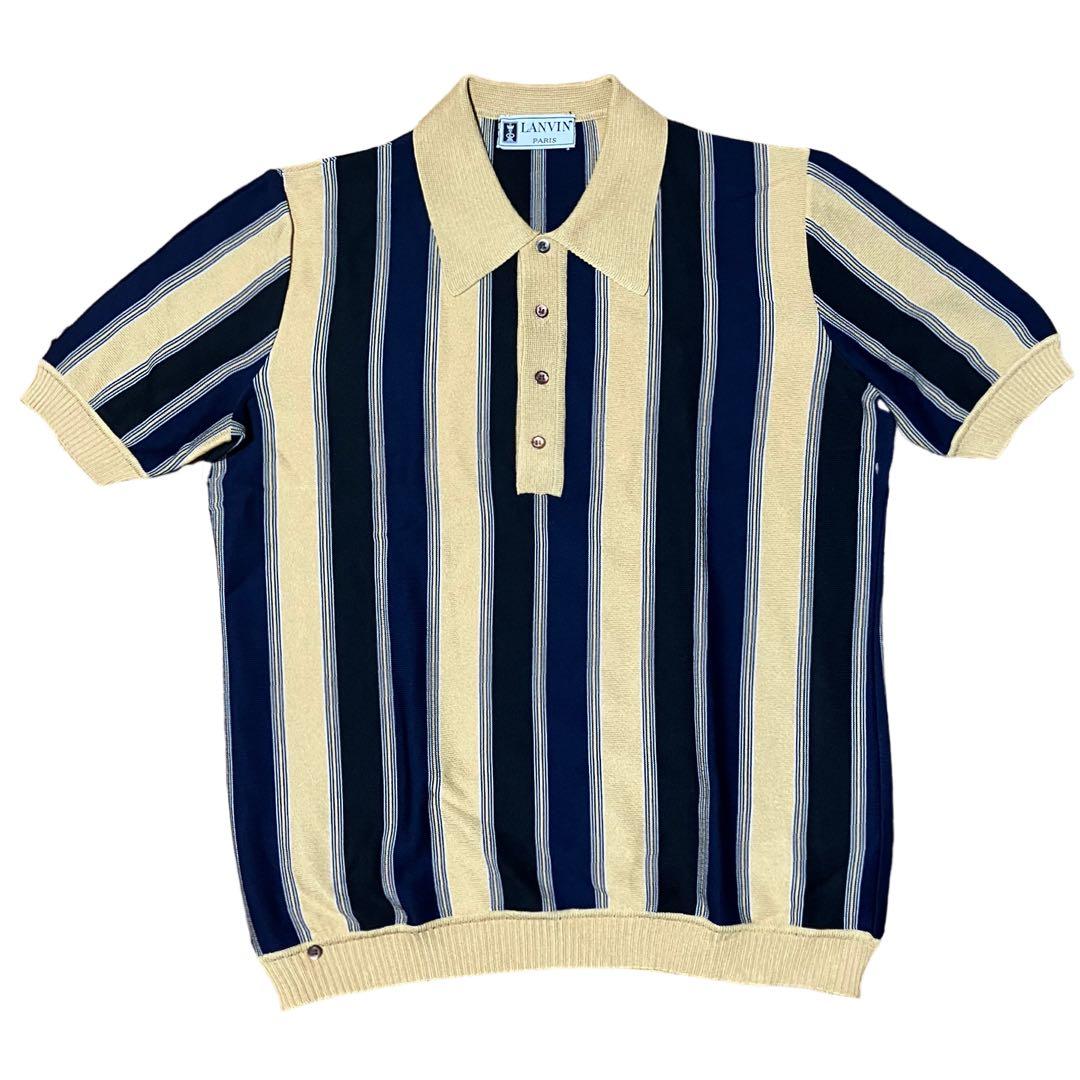 LANVIN PARIS 80s ストライプ ニットポロシャツ
