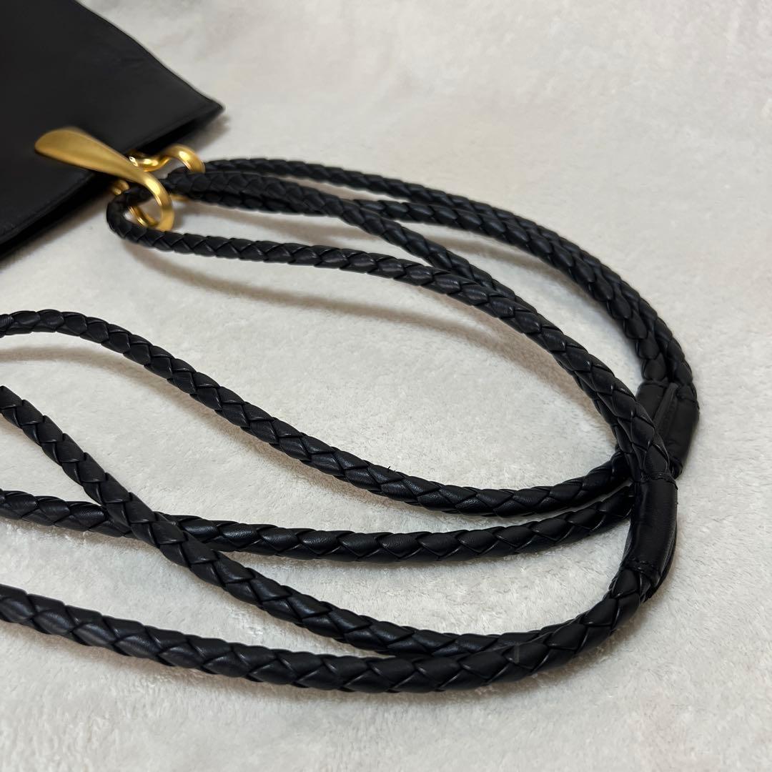 ★CELINE セリーヌ 黒レザー ハンドバッグ 編み込みストラップ