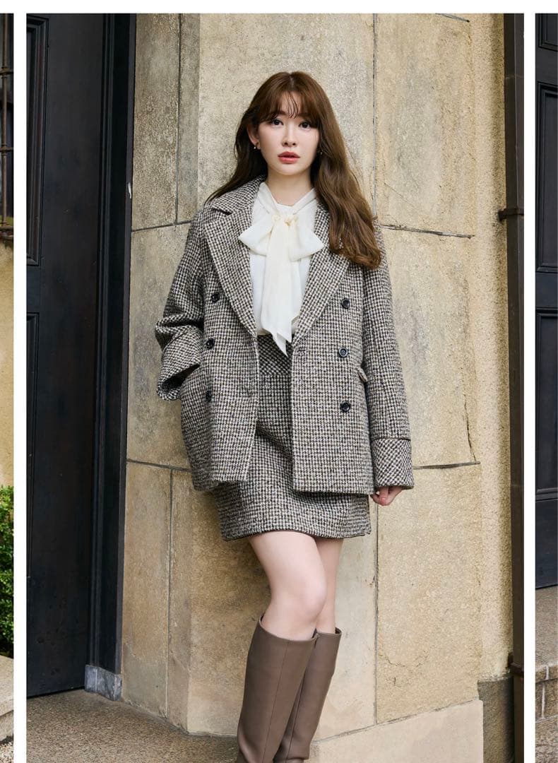 【Her lip to】Hemingway Check Tweed Jacket