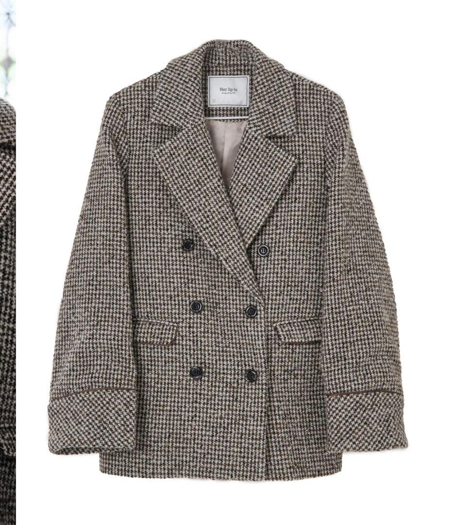 【Her lip to】Hemingway Check Tweed Jacket
