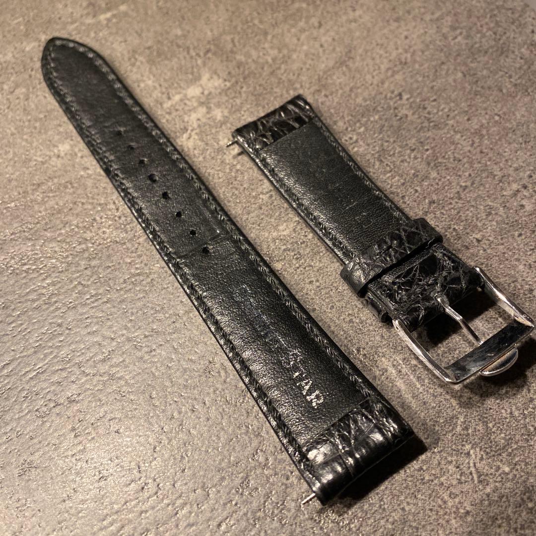 オリエントスター革ベルト　クロコ　20mm幅　尾錠、バネ棒付き